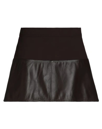 Max & Co . Woman Mini Skirt Dark Brown Size 8 Viscose, Polyamide, Elastane, Ovine Leather