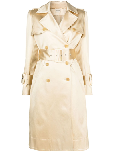 Khaite Jaden Cotton-blend Satin Trench Coat In Ecru