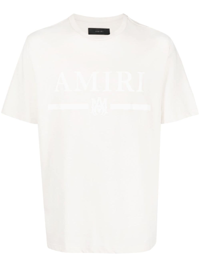 Amiri Cotton Logo Print T-shirt In Neutrals