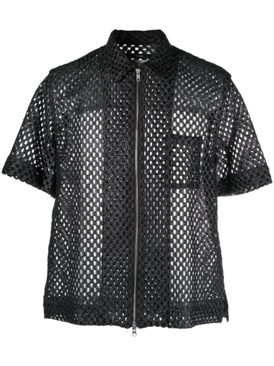 Song For The Mute Perforated Zipped Shirt In Black