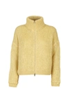Herno Crochet-knit High-neck Cardigan In Yellow