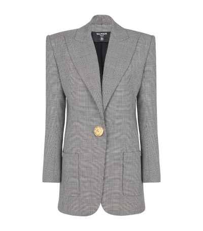 Balmain Single-breasted Wool Blazer In Grey