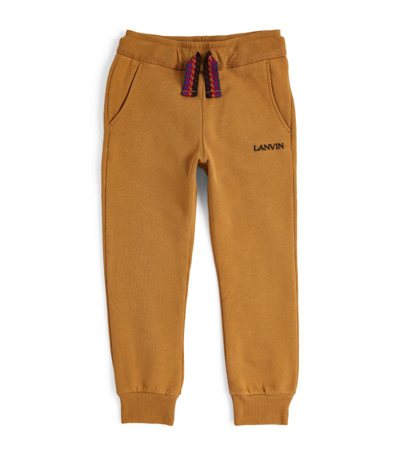 Lanvin Enfant Kids' Logo-embroidered Cotton Track Trousers In Brown