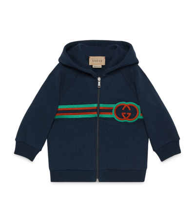 Gucci Kids Embroidered Hooded Jacket (0-36 Months) In Blue