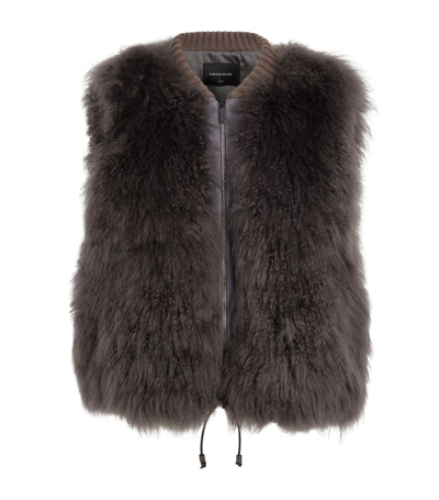 Fabiana Filippi Shearling Zip-up Gilet In Grey