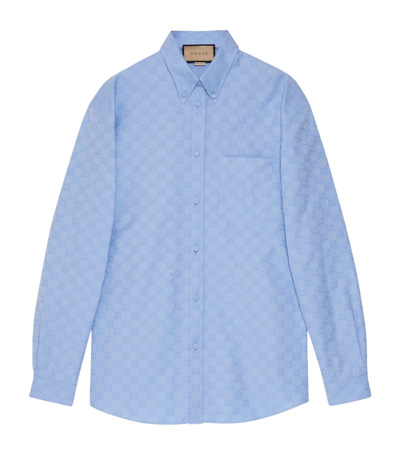 Gucci Gg Supreme Cotton Shirt In Hellblau