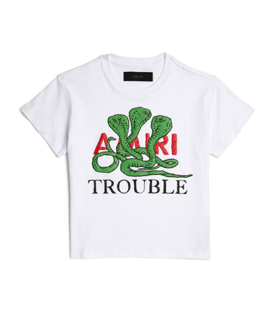 Amiri Kid's Trouble Graphic Logo-print T-shirt In White