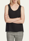 Lafayette 148 Silk Double Georgette Sleeveless Blouse In Black