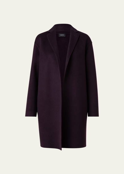 Akris Two-tone Cashmere Top Coat In Blackberry