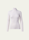 Akris Cashmere-silk Fine Ribbed Knit Pullover In Greige