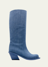 Gia Borghini Blondine Denim Square-toe Boots In Denim
