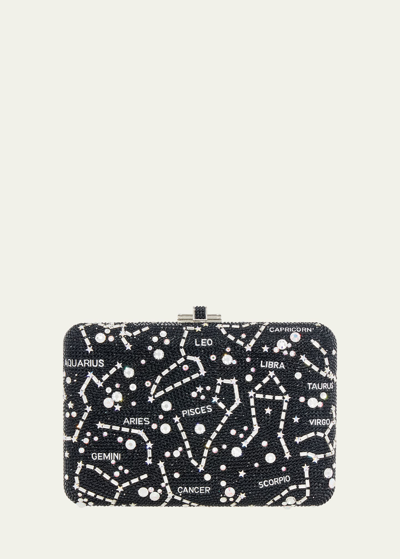 Judith Leiber Slim Slide Zodiac Sign Constellations Clutch With Removable Chain Strap In Silver Jet Multi