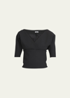 FERRAGAMO WOOL-BLEND V-NECK TOP