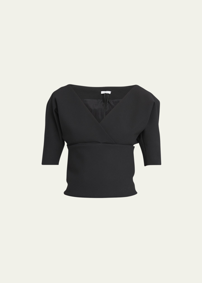Ferragamo Wool-blend V-neck Top In Black