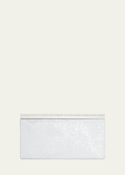 Judith Leiber Grace Soft Case Clutch With Removable Jewel Baguette Shoulder Chain In Silver Rhine