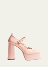 Simone Rocha Heart Toe Platform Laceup Ballerina Heels In Powder