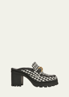 VERONICA BEARD WYNTER HOUNDSTOOTH HEELED LOAFER MULES
