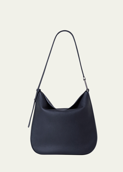 Akris Anna Medium Leather Hobo Bag In Black