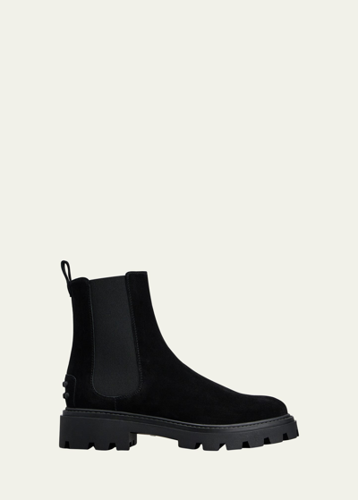 Tod's Suede Chelsea Ankle Boots In Black
