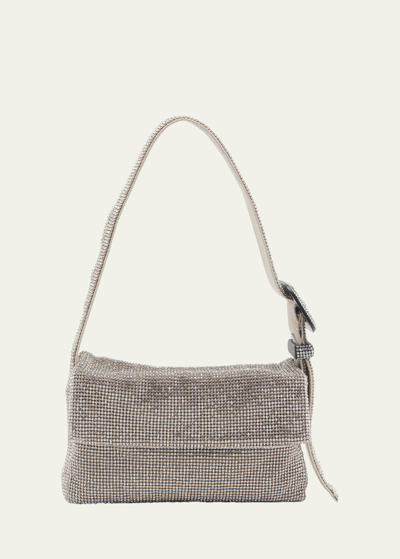 Benedetta Bruzziches Vitty Mignon Crystal Mesh Shoulder Bag In Crystal On Silver