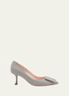 Roger Vivier Viv In The City Leather Buckle Pumps In Grigio Chiaro