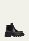 PLAN C COLORBLOCK LEATHER LUG-SOLE ANKLE BOOTIES