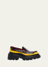 Plan C Colorblock Leather Lug-sole Penny Loafers In Lv04500r80