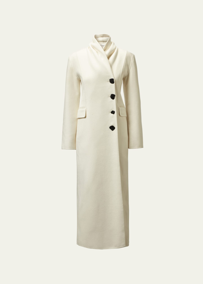 Tove Karen Long Wool Coat In White