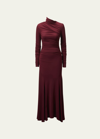 Tove Africa Stretch Turtleneck Maxi Dress In Deep Claret
