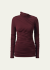 Tove Leomie Asymmetric Turtleneck Top In Deep Claret