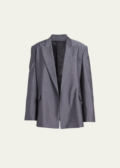 Valentino Mohair Wool Relaxed Blazer Jacket In Dark Grey