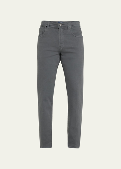 Cesare Attolini Men's 5-pocket Stretch Twill Pants In G21-grey
