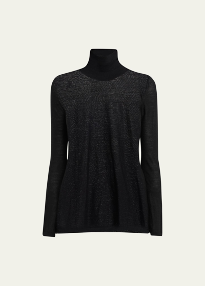 Max Mara Zagara Coordinated Knit Wool Turtleneck In Black