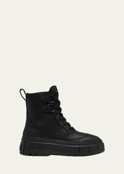 Sorel Caribou Leather Lace-up Boots In Schwarz