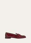 Aquazzura Martin Croco Slip-on Loafers In Dark Aubergine