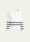 MONCLER CASHMERE-BLEND STRIPED POLO SWEATER
