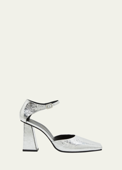 Proenza Schouler Quad Metallic Square-toe Pumps In Silver