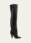 PROENZA SCHOULER SLOUCHY LEATHER CONE-HEEL OVER-THE-KNEE BOOTS