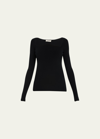 JASON WU RIBBED KNIT CURVED-NECK PULLOVER