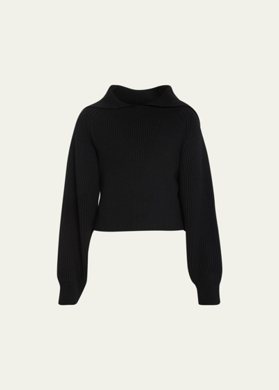 Rohe Wool-cashmere Wide Collar Sweater In Noir
