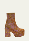 DRIES VAN NOTEN JACQUARD BLOCK-HEEL PLATFORM BOOTIES