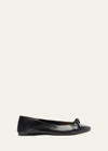 Alexandre Birman Clarita Leather Bow Ballerina Flats In Black