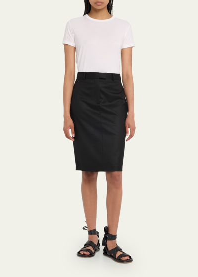 Officine Generale Auberie Wool Midi Skirt In Black