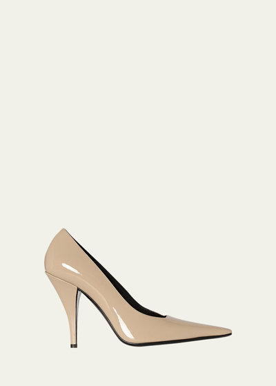 The Row Lana Patent Stiletto Pumps In Nud Nude