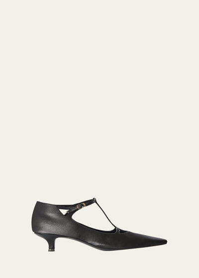 The Row 40mm Cyd Leather Mary Jane Pumps In Black
