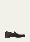 The Row Flynn Leather Slip-on Loafers In Brown