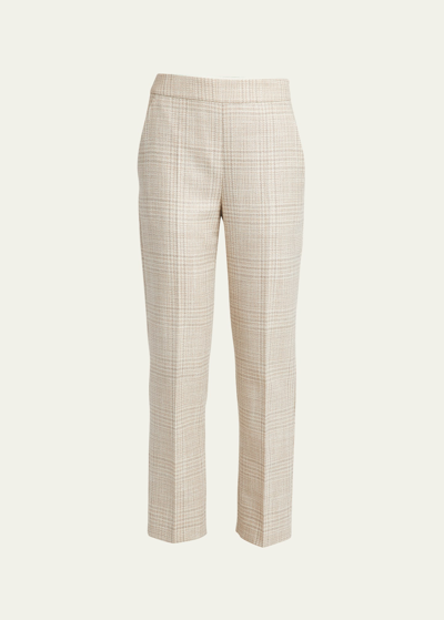 Agnona Galles Wool-blend Check Trousers In Pietra