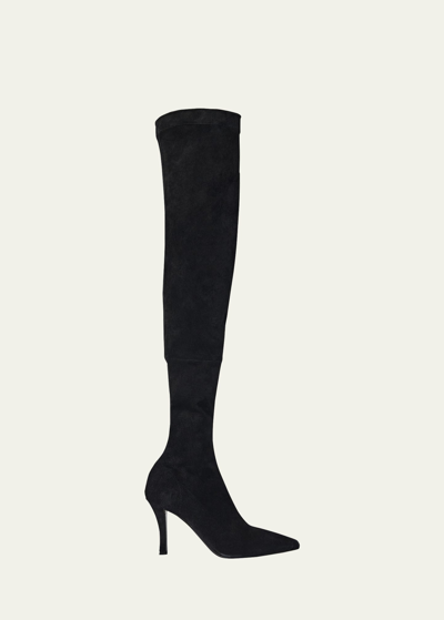 The Row Annette Suede Over-the-knee Boots In Black