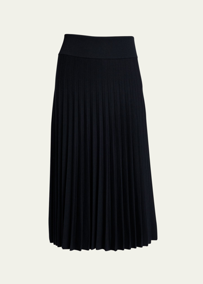 Agnona Wool-blend Plisse Midi Skirt In Night