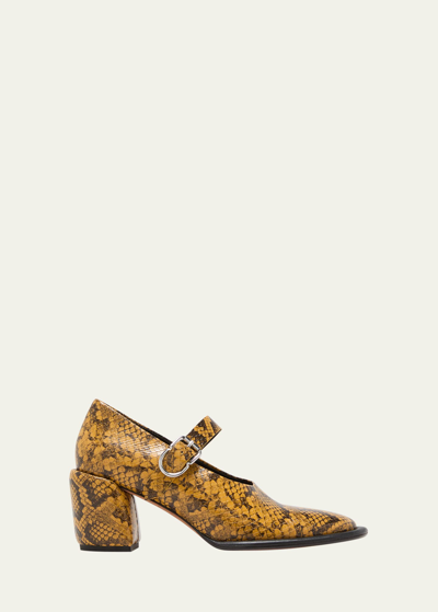 3.1 Phillip Lim Naomi Embossed Mary Jane Pumps In Mustard